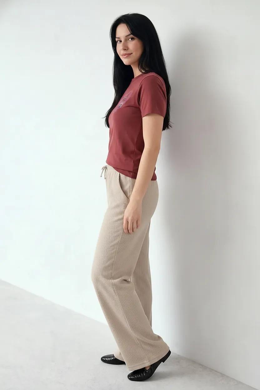 Women French Oak Regular Fit Textured Track Pants