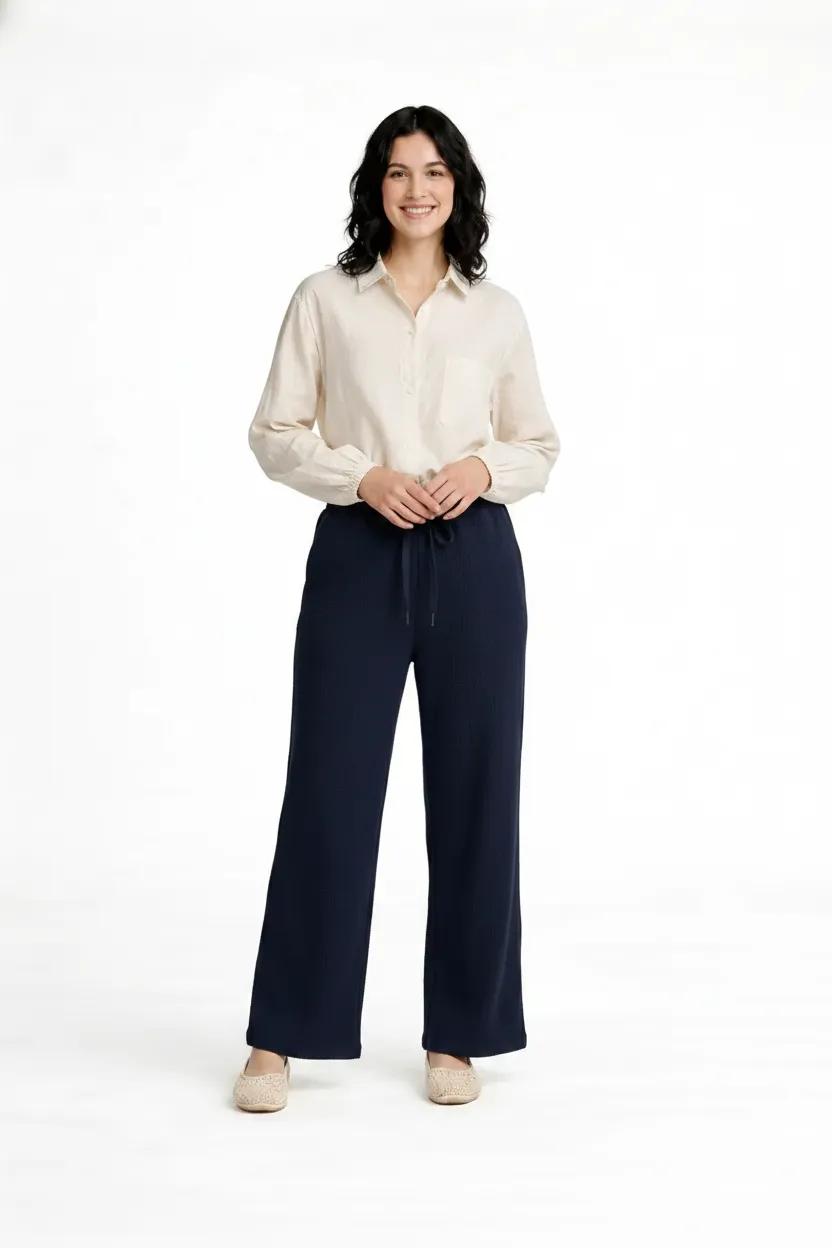 Women Navy Regular Fit Textured Joggers