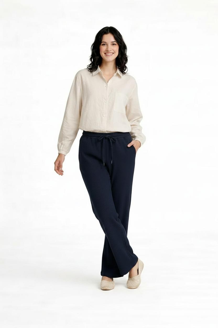 Women Navy Regular Fit Textured Joggers