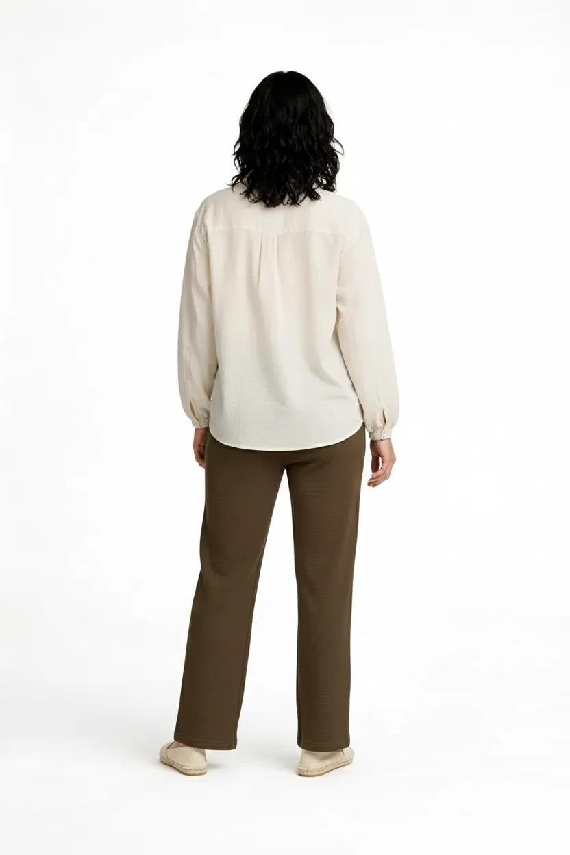 Women Tobacco Regular Fit Textured Cotton Track Pants