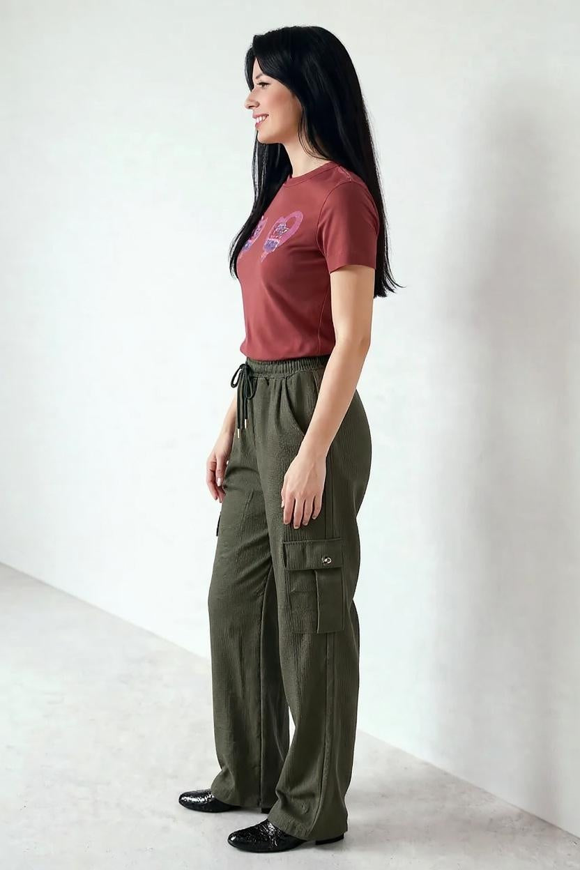 Women Army Regular Fit Textured Cargos