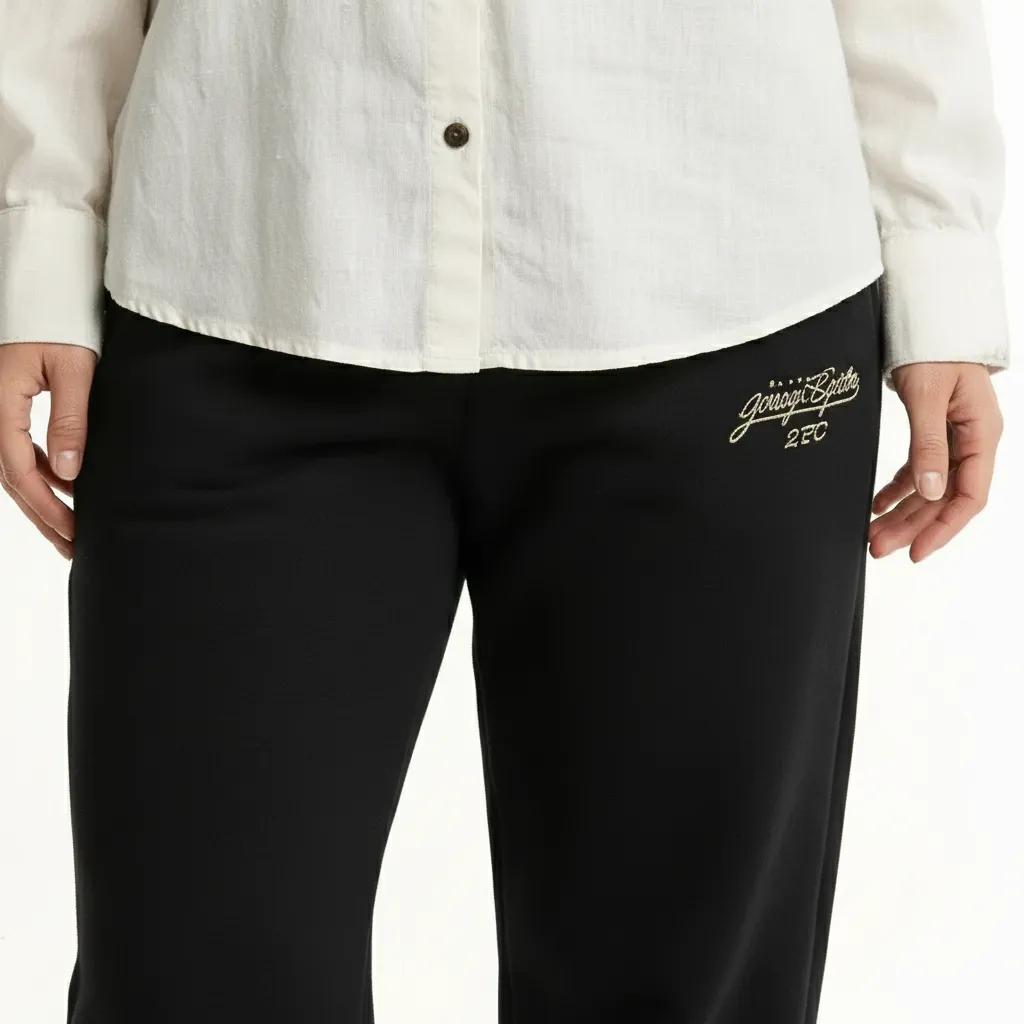 Women Black Regular Fit Typography Joggers