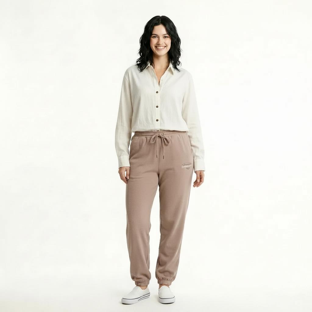 Women Blush Regular Fit Typography Joggers
