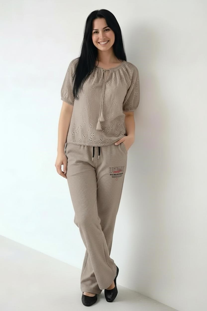 Women Stone Regular Fit Textured Track Pants