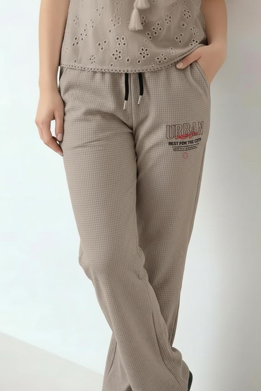 Women Stone Regular Fit Textured Track Pants
