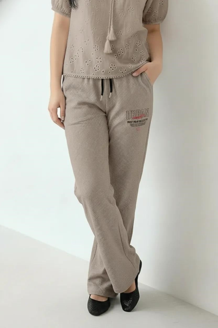 Women Stone Regular Fit Textured Track Pants