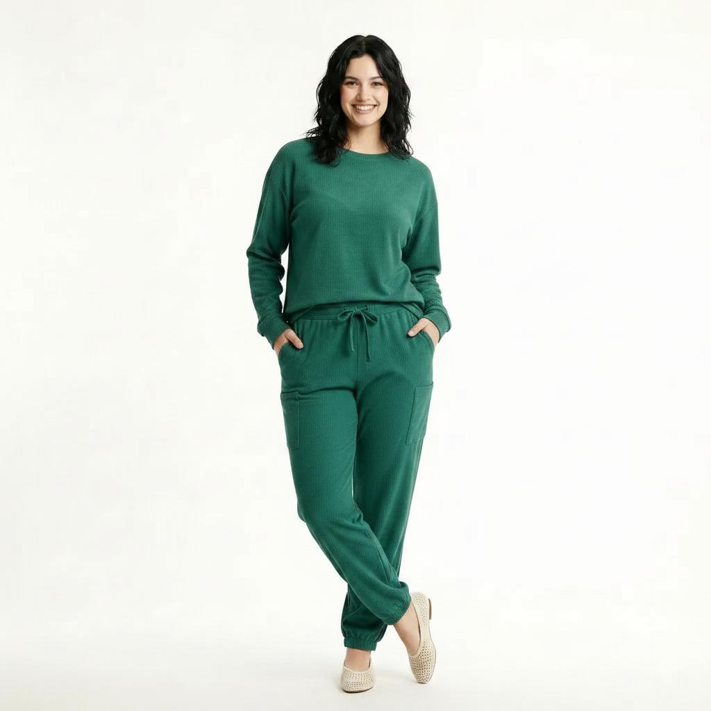 Women Bottle Green Regular Fit Self Design Cotton Joggers
