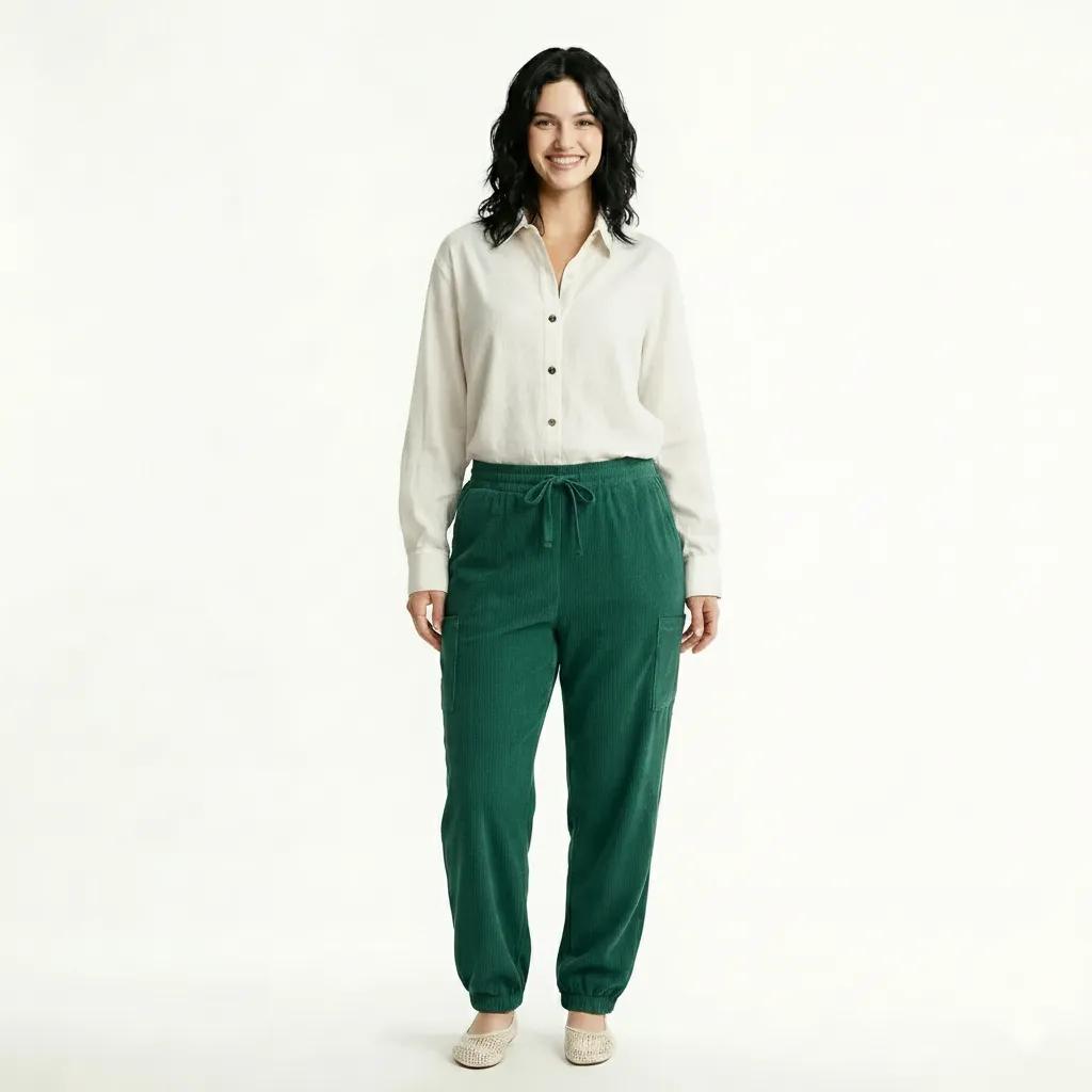 Women Bottle Green Regular Fit Self Design Cotton Joggers