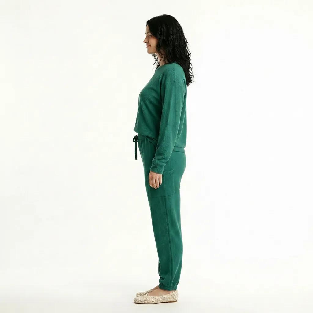 Women Bottle Green Regular Fit Self Design Cotton Joggers