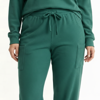Women Bottle Green Regular Fit Self Design Cotton Joggers