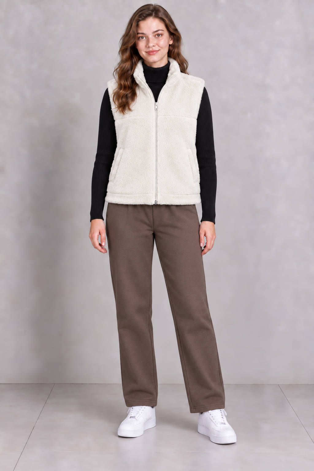 Women’s Cocoa Brushed Cotton Fleece Regular Fit Lower – Comfortable Winter Jogger Pants