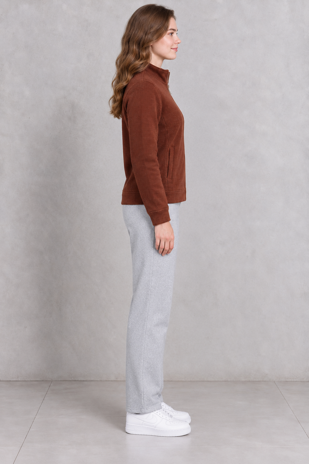 Women’s Grey Melange German Velvet Regular Fit Lower – Soft Winter Casual Pants