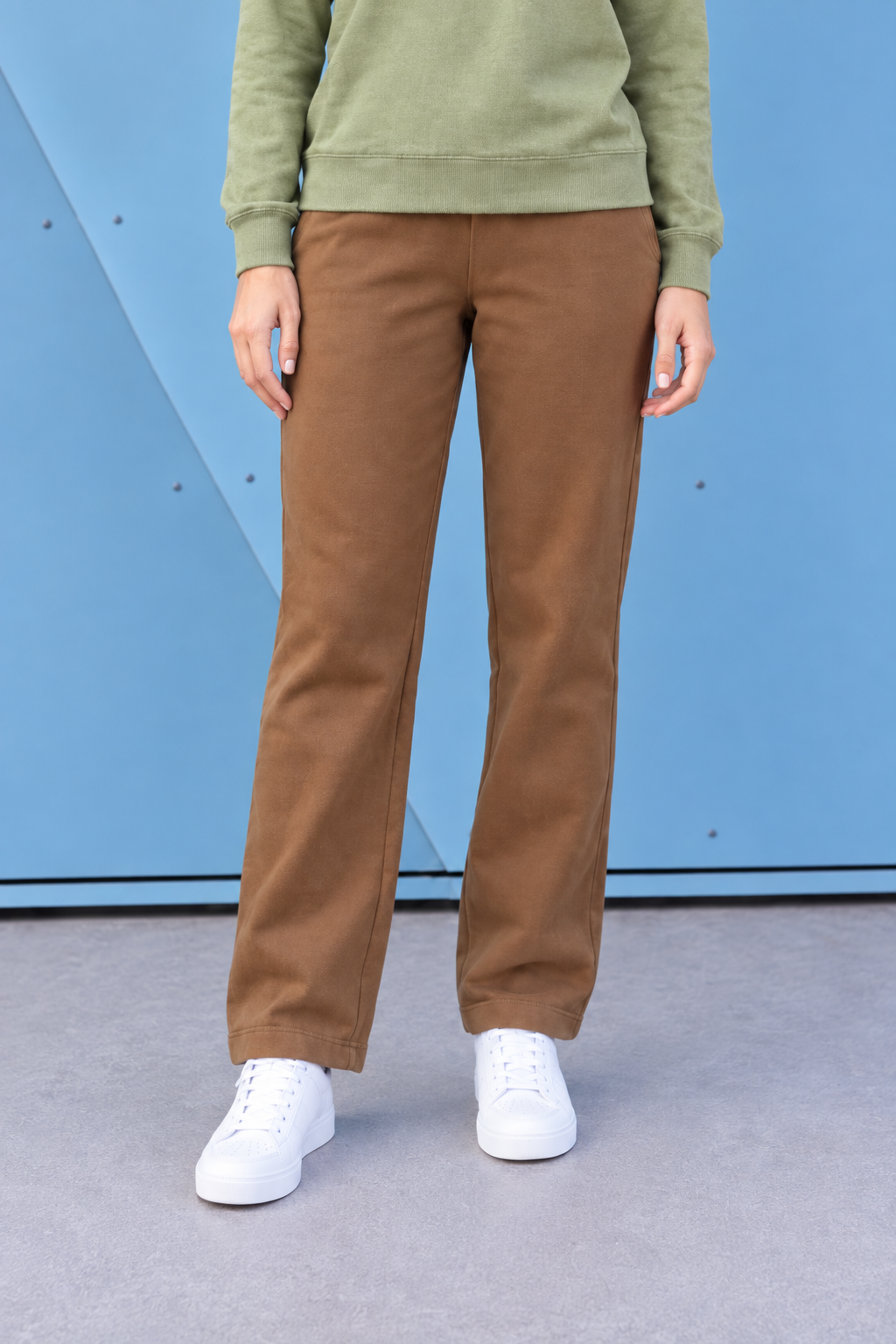 Women’s Tan German Velvet Regular Fit Lower – Soft Winter Casual Pants