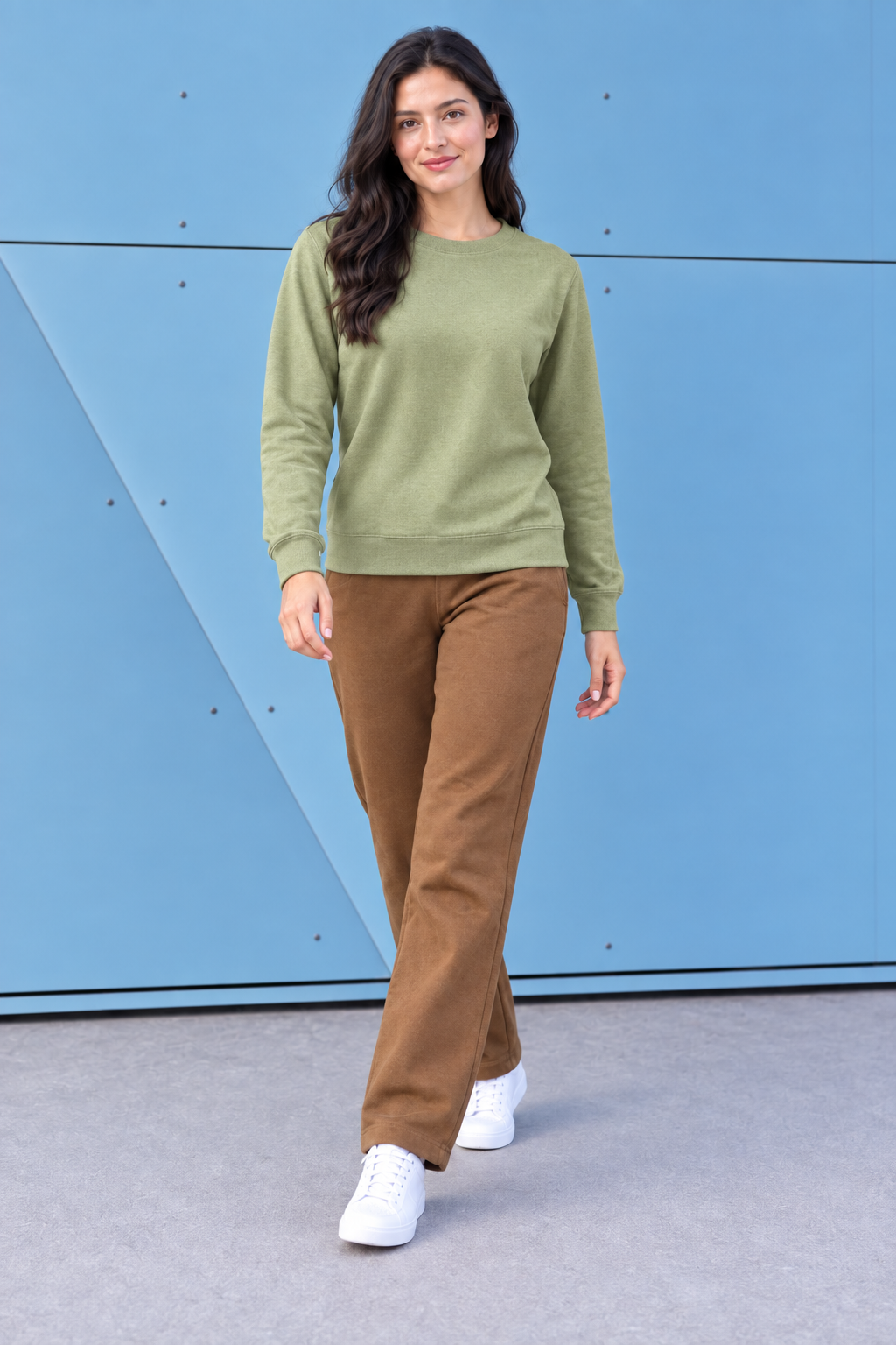 Women’s Tan German Velvet Regular Fit Lower – Soft Winter Casual Pants