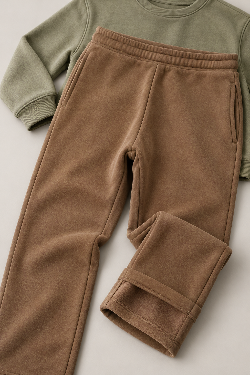 Women’s Tan German Velvet Regular Fit Lower – Soft Winter Casual Pants