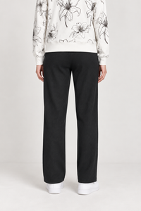 Women’s Black Rib Knit Regular Fit Lower – Comfortable Casual Pants