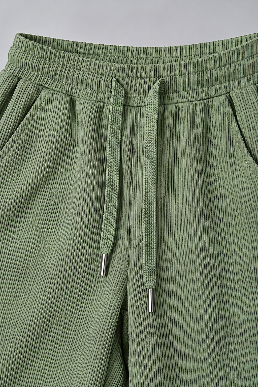 Women’s Green Rib Knit Regular Fit Lower – Comfortable Casual Pants