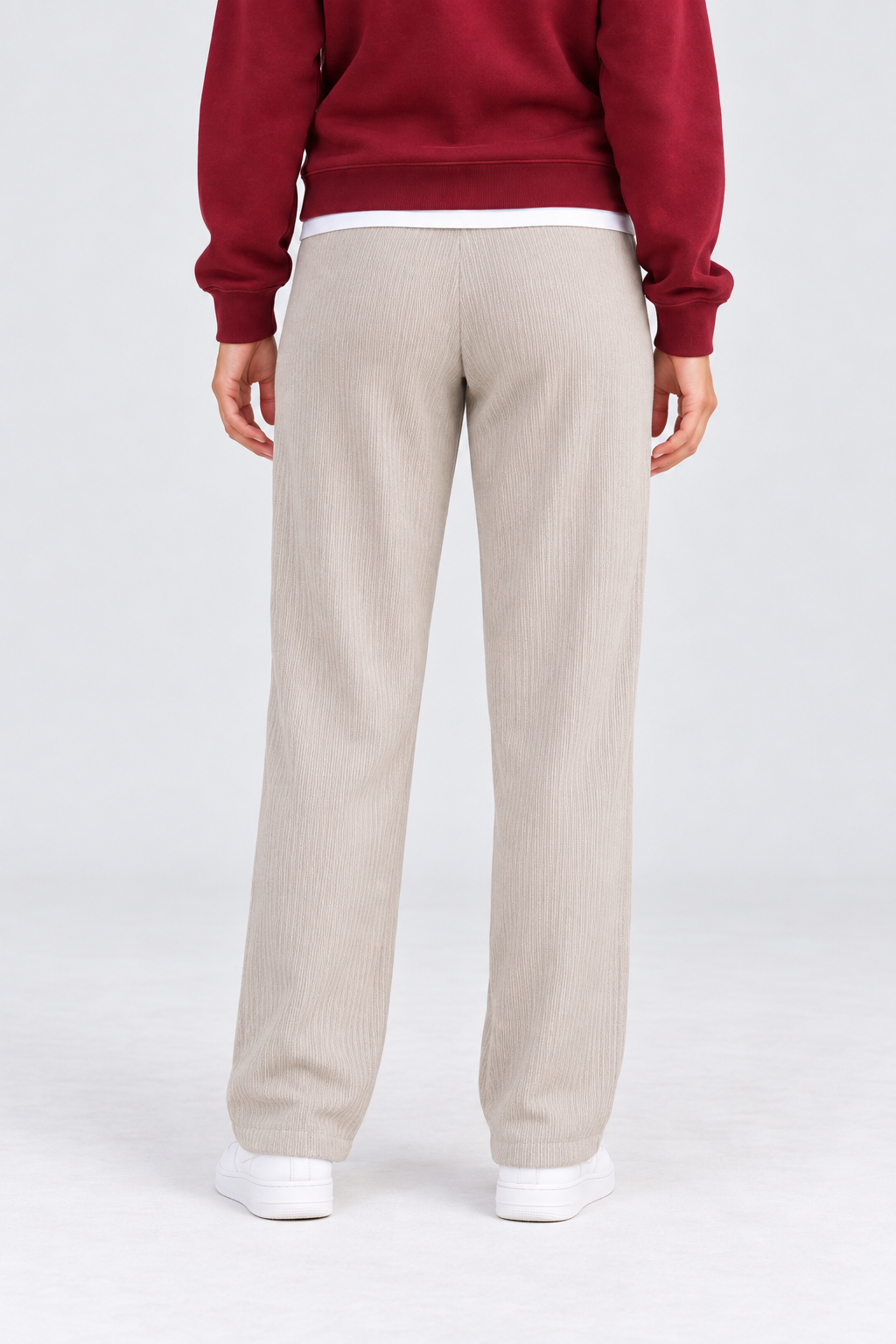 Women’s Light Sand Rib Knit Regular Fit Lower – Comfortable Casual Pants