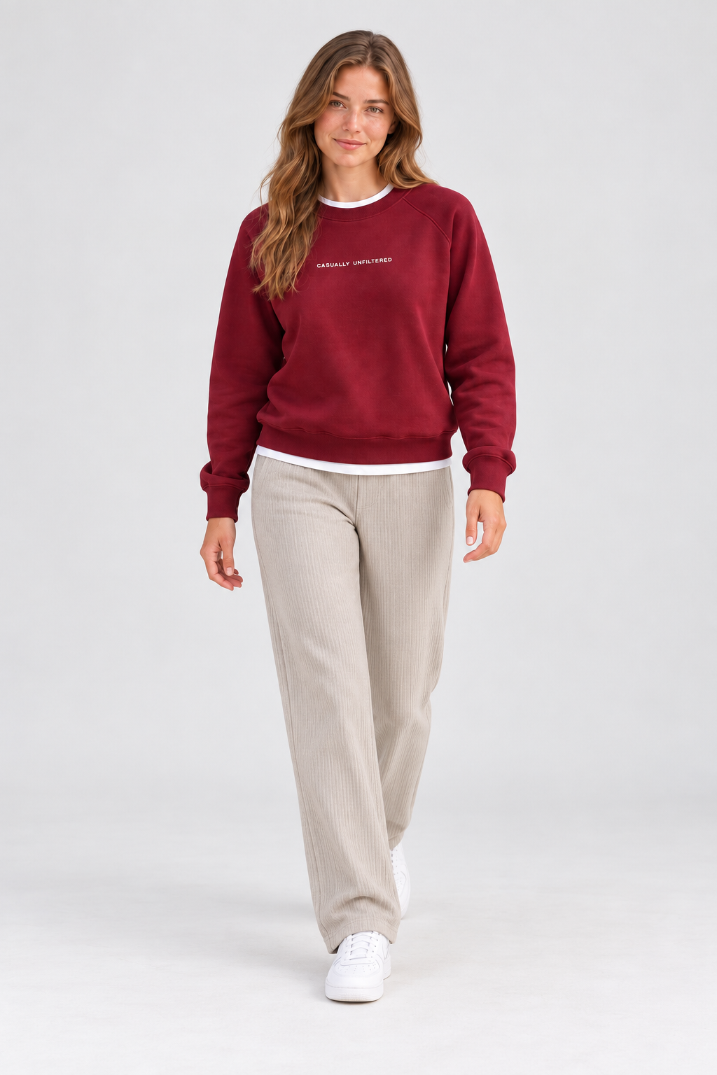 Women’s Light Sand Rib Knit Regular Fit Lower – Comfortable Casual Pants