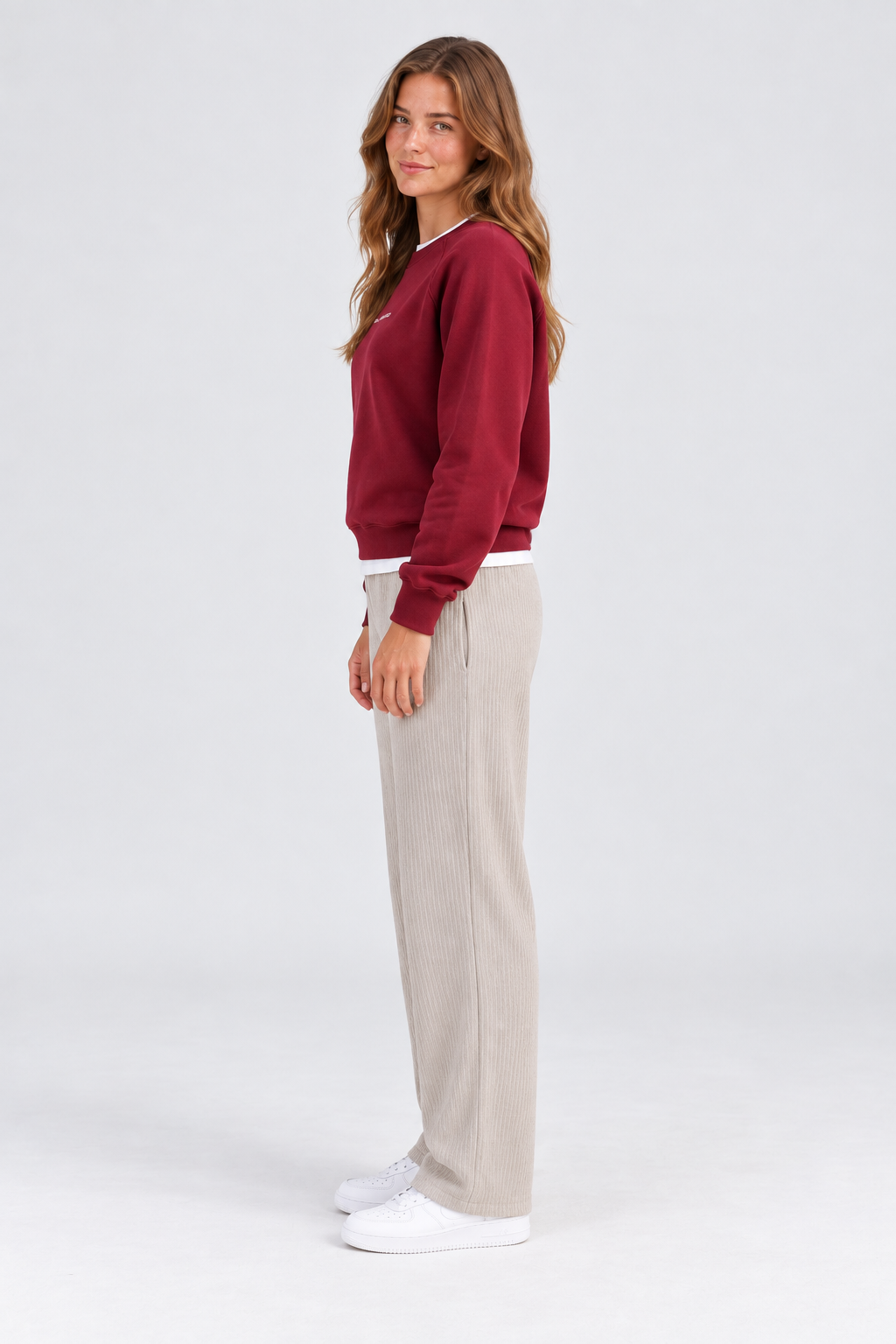 Women’s Light Sand Rib Knit Regular Fit Lower – Comfortable Casual Pants