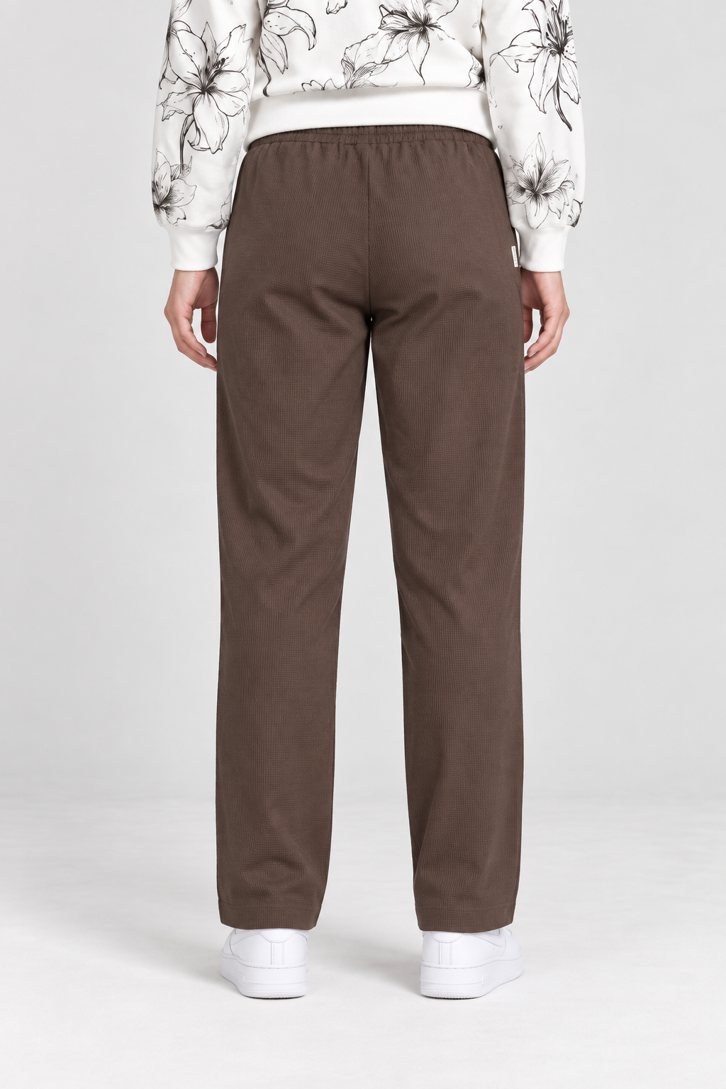 Women’s Espresso Brushed Seersucker Regular Fit Lower – Comfortable Knitted Casual Pants