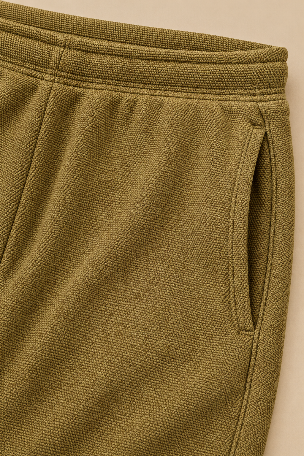 Women’s Khaki Knitted Straight-Leg Track Pants with Side Pockets – Tracksuit Set Lower
