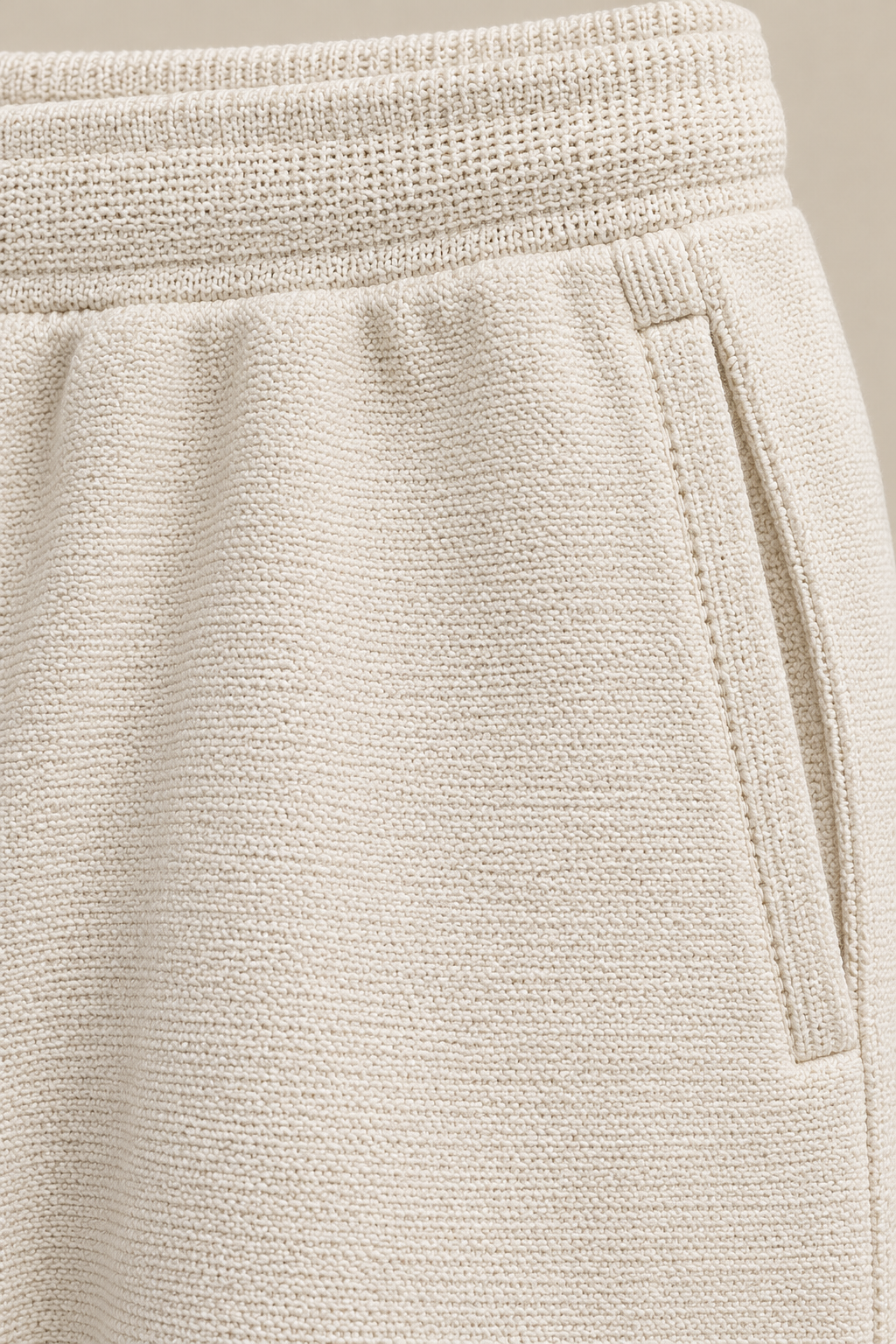 Women’s Vanilla Knitted Straight-Leg Track Pants with Side Pockets – Tracksuit Set Lower