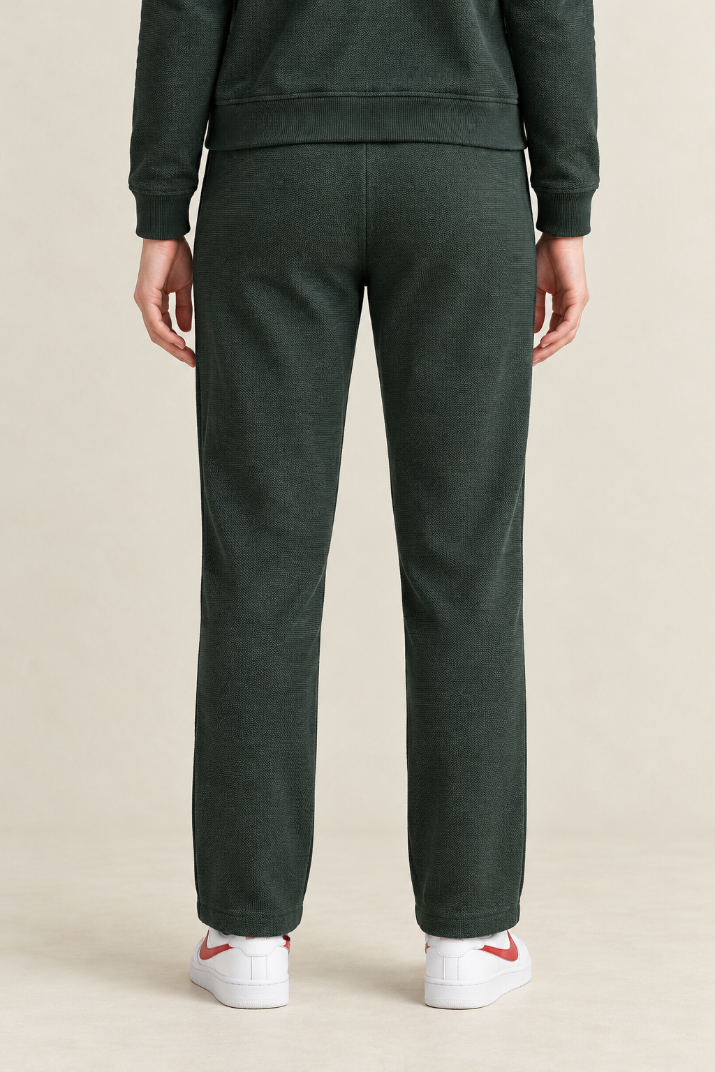 Women’s Bottle Green Knitted Full-Zip Track Jacket – Tracksuit Set Upper