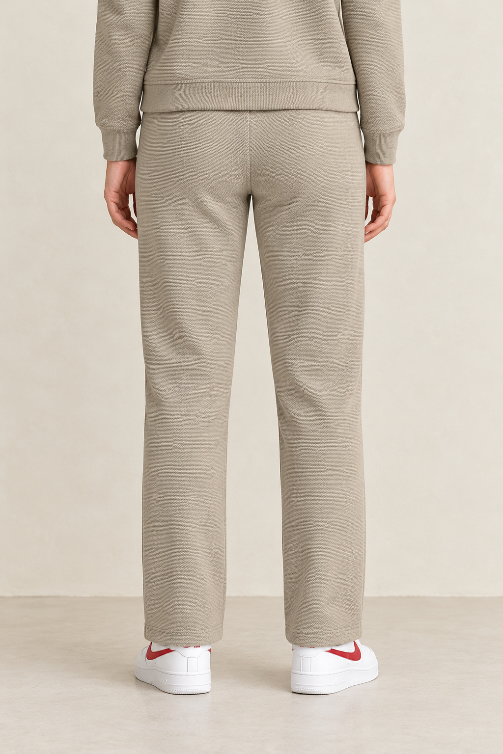 Women’s Fawn Knitted Full-Zip Track Jacket with Stand Collar – Tracksuit Set Upper