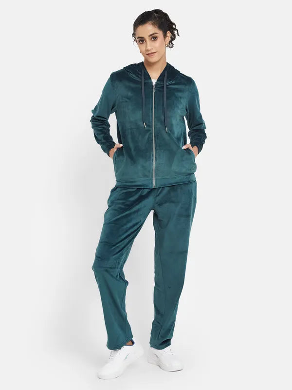 Mettle Hooded Neck Jacket With Mid Rise Track Pant