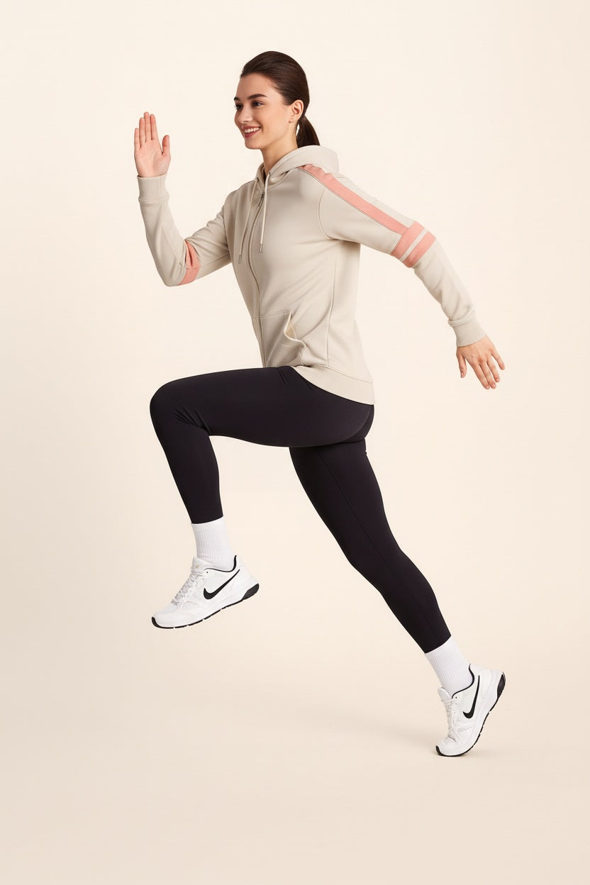 Women Solid Hooded Neck Sweatshirt