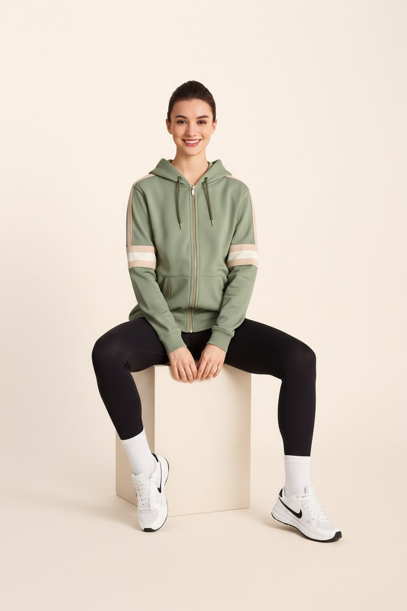 Women Solid Hooded Neck Sweatshirt