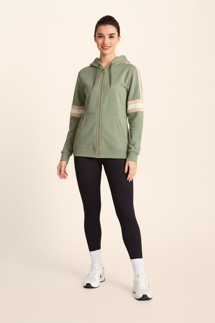 Women Solid Hooded Neck Sweatshirt