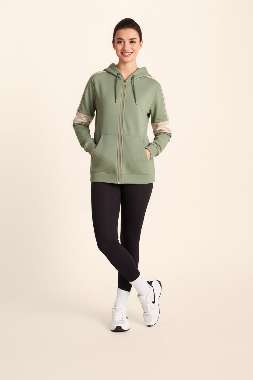 Women Solid Hooded Neck Sweatshirt