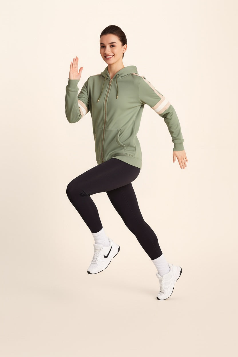 Women Solid Hooded Neck Sweatshirt