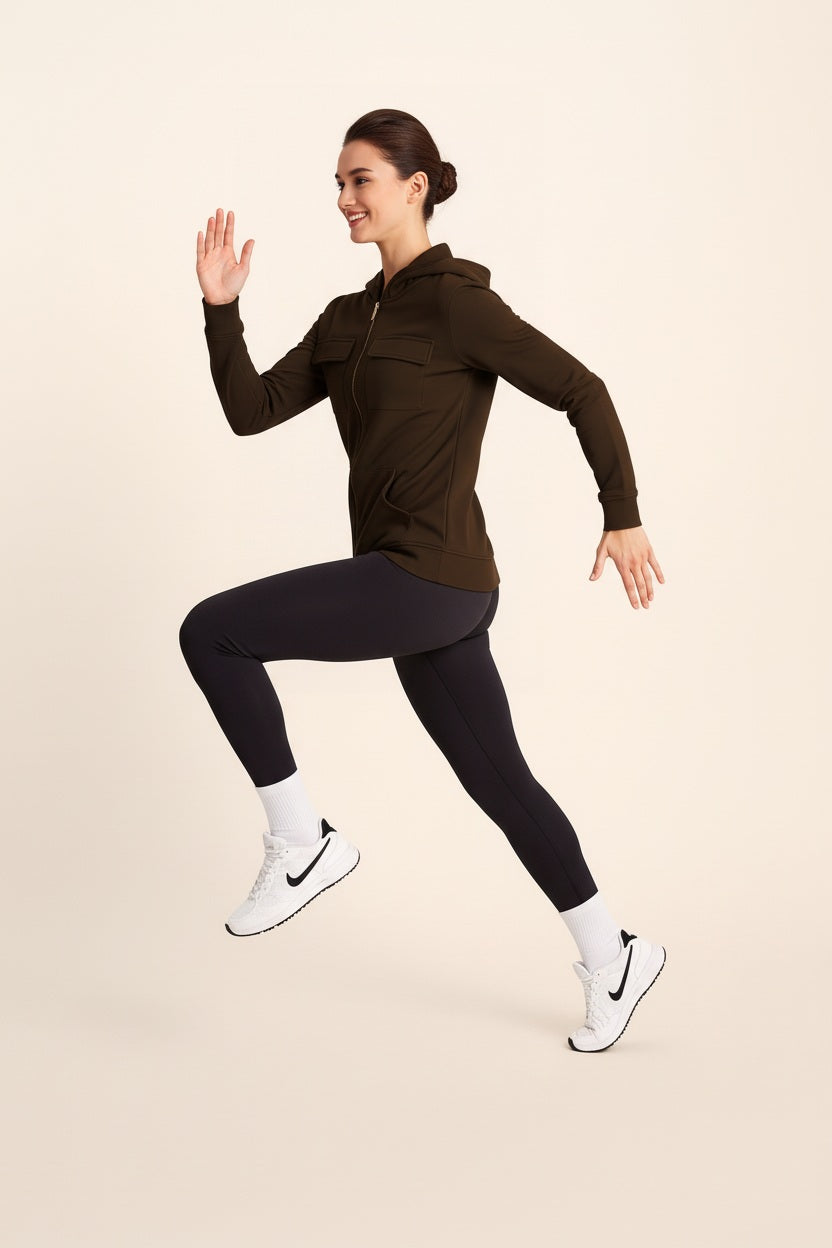 Women Solid Hooded Neck Sweatshirt