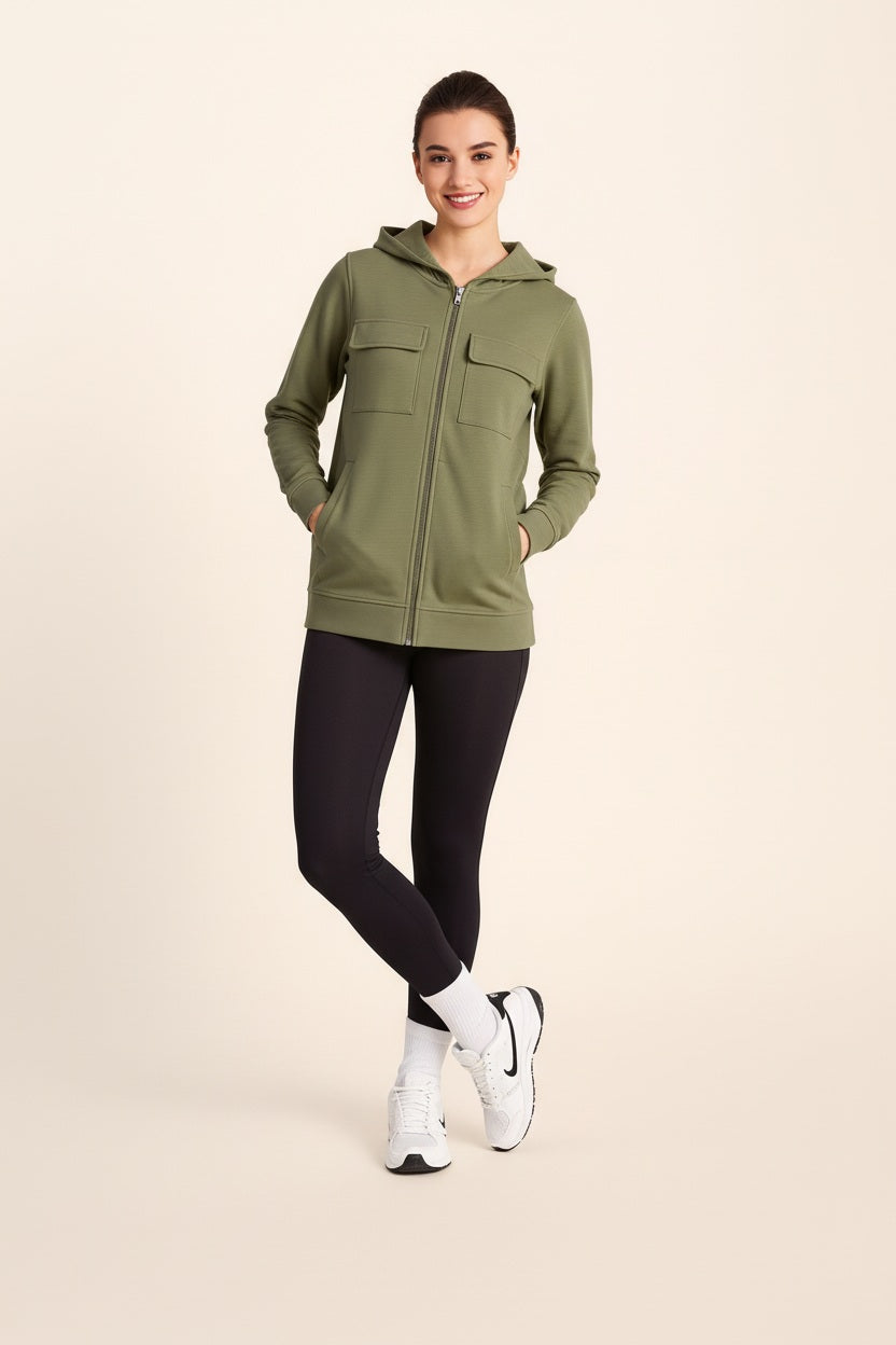 Women Solid Hooded Neck Sweatshirt