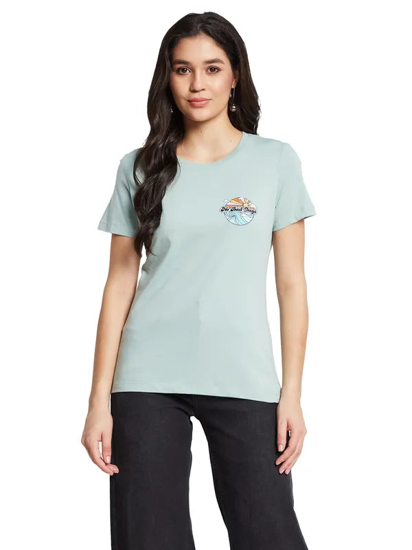 Mettle Women Round Neck Solid T-Shirt