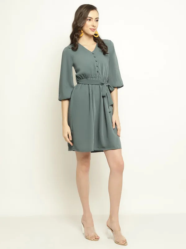 Mettle Puff Sleeve Fit Flare Dress