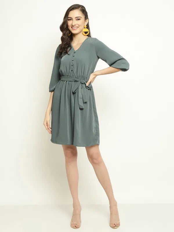 Mettle Puff Sleeve Fit Flare Dress