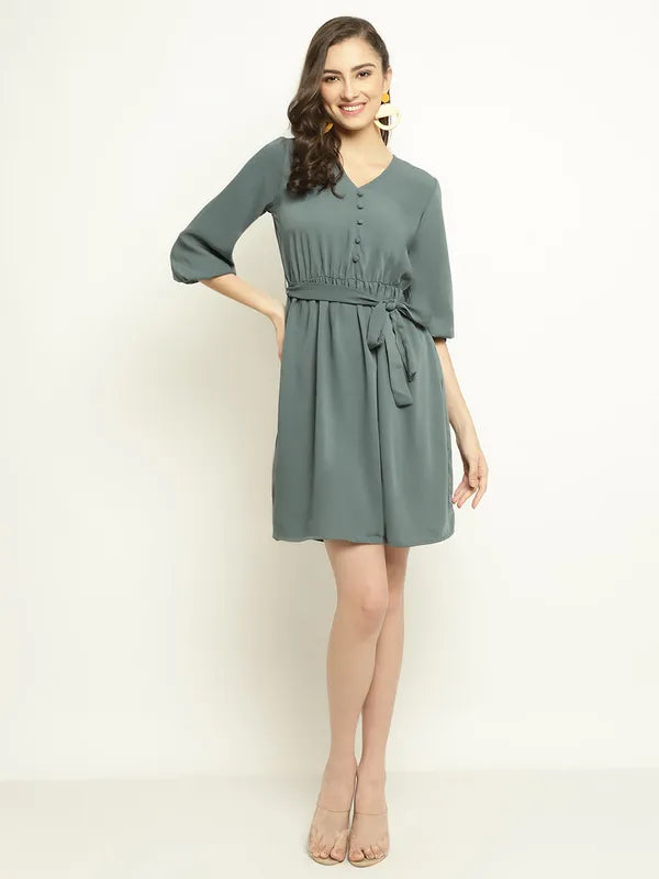 Mettle Puff Sleeve Fit Flare Dress