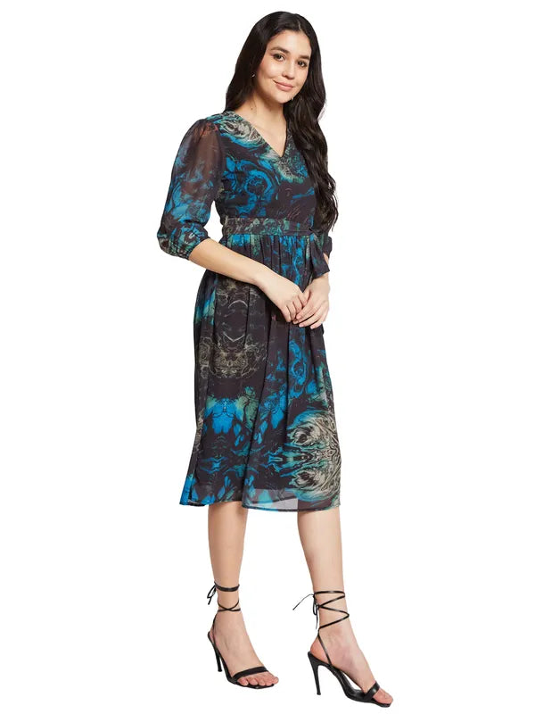 Mettle Women Ethnic Motifs Print Fit  Flare Dress