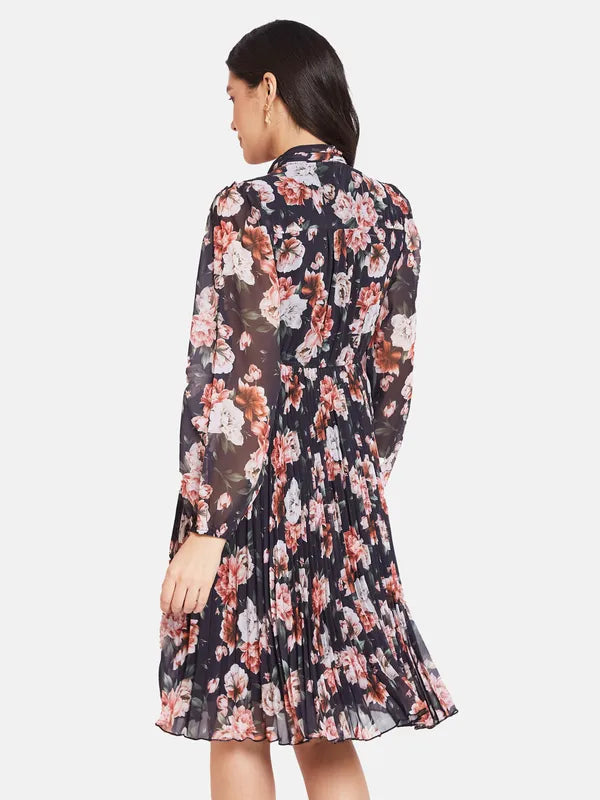 Mettle Floral Printed Cotton Fit  Flare Dress