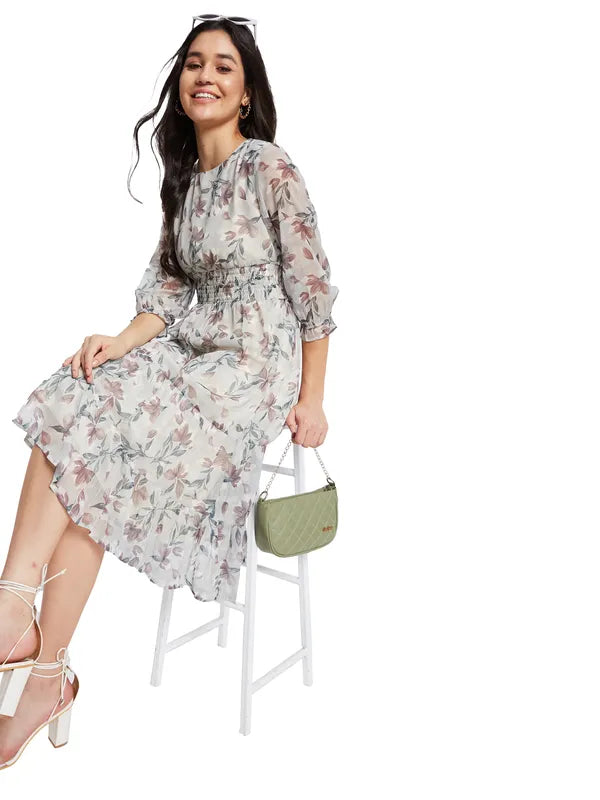 Mettle Floral Print Fit  Flare Midi Dress