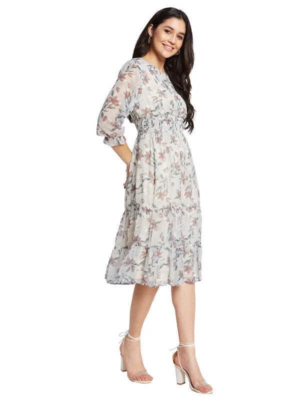 Mettle Floral Print Fit  Flare Midi Dress