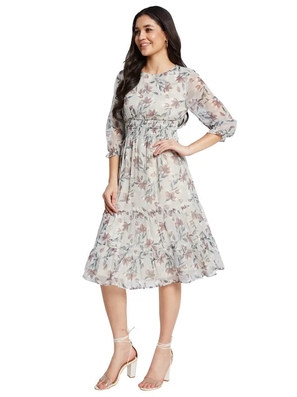 Mettle Floral Print Fit  Flare Midi Dress