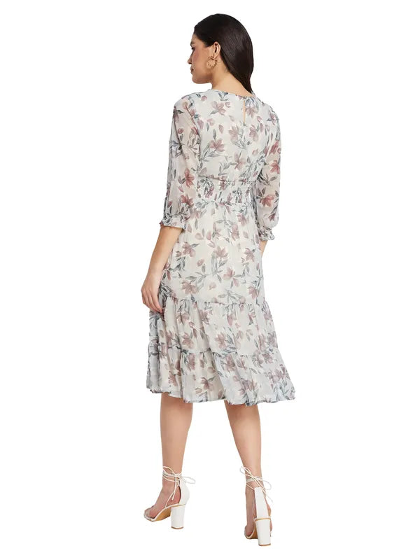 Mettle Floral Print Fit  Flare Midi Dress