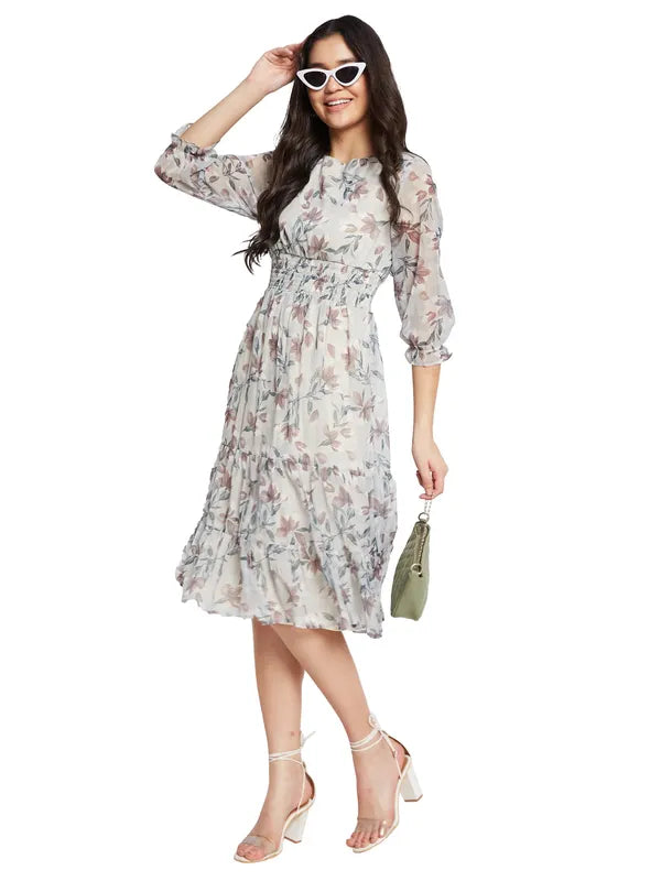 Mettle Floral Print Fit  Flare Midi Dress