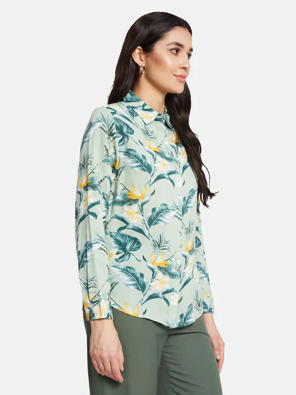 Mettle Women Floral Printed Spread Collar Casual Shirt