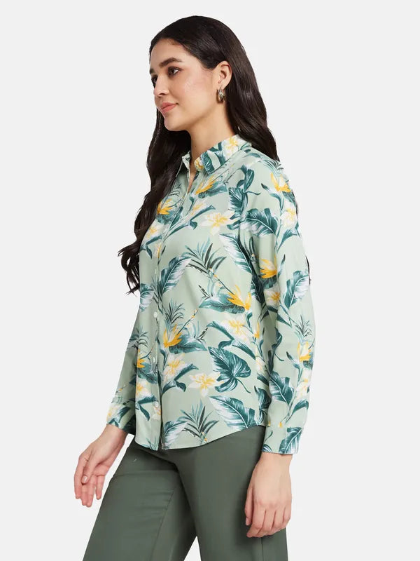 Mettle Women Floral Printed Spread Collar Casual Shirt